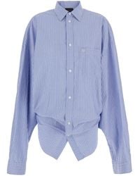 Balenciaga - Light And Long Sleeve Shirt With Stripes And Knot On The Back - Lyst