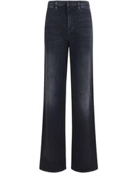 Gucci - Stretch Cotton Jeans With Web Stripe - Lyst