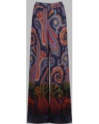 Etro - Paisley Print Wide-Leg Pants - Lyst