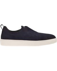 Santoni - Suede Leather Slip-On Trainers With Rubber Sole - Lyst