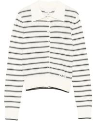 A.P.C. - Cropped Cardigan With Classic Collar And Ribbed Finish - Lyst