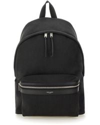 Saint Laurent - Nylon Canvas And Leather "City" Backpack - Lyst