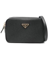 Prada - Hammered Leather Crossbody Bag - Lyst