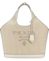 Prada - Sand Canvas Shopping Bag - Lyst