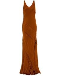 Saint Laurent - Satin Long Dress - Lyst