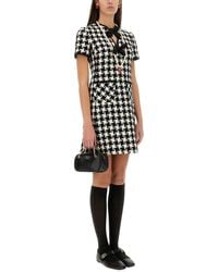 Valentino - Embroidered Damier Light Tweed Short Dress - Lyst