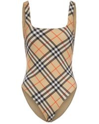 Burberry - Check Swimsuit - Lyst