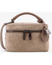 Brunello Cucinelli - Suede Crossbody Bag With Leather Shoulder Strap - Lyst
