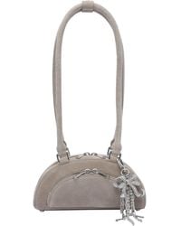 Self-Portrait - Self Portrait Mini Suede Bow Charm Shoulder Bag - Lyst