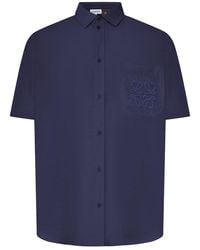 Loewe - X Paula's Ibiza Short-Sleeved Textured Poplin Shirt - Lyst