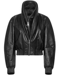 Givenchy - Nappa Leather Cropped Bomber Jacket - Lyst