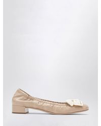 Prada - Ballet Flat Sand - Lyst