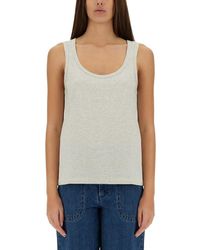 A.P.C. - Solid Scoop Neck Top - Lyst