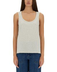 A.P.C. - Solid Scoop Neck Top - Lyst