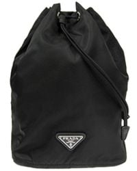 Prada - Nylon And Leather Drawstring Pouch - Lyst