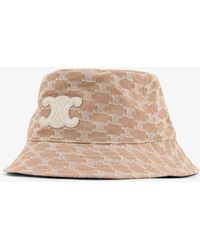 Celine - Cotton Hat With Triomphe Logo All-Over - Lyst