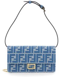 Fendi - Crossbody Bag With All-Over Ff Motif And Metallic Ff Plaque On The Front - Lyst