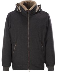 Brunello Cucinelli - Membranated Wool Flannel Down Jacket With Shearling-Lined Collar - Lyst
