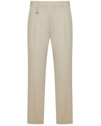 Prada - Cotton Trousers With Enameled Metal Triangle Logo - Lyst