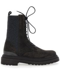 Brunello Cucinelli - Suede Lace-Up Boots - Lyst
