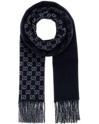 Gucci - Embroidered Wool Blend Scarf - Lyst