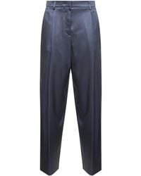 Giorgio Armani - Light Double Silk Satin One-Pleat Trousers - Lyst