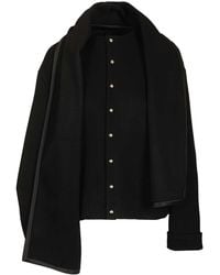 Celine - Wool Jacket With Removable Scarf - Lyst