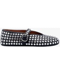 Alaïa - Leather Ballerinas Strap With Rhinestones - Lyst
