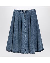 Alaïa - Denim Midi Skirt With Knitted Sash - Lyst