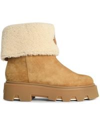 Moncler - 'Aurea' Suede Ankle Boots And Camel Shearling - Lyst