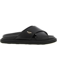 Moschino - Leather Sabots With Logo - Lyst