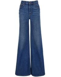 Chloé - Chloã High Waisted Jeans With Wide Leg And Logo Patch On The Rear - Lyst