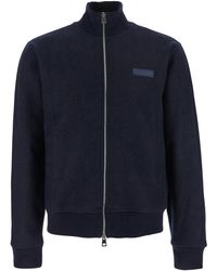 Givenchy - Blue Jacket With High Neck And Logo Patch On The Front In Wool And Cashmere Blend Man - Lyst