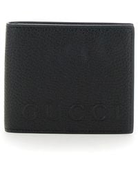 Gucci - Bi-Fold Wallet With Embossed Logo Lettering On The Front - Lyst