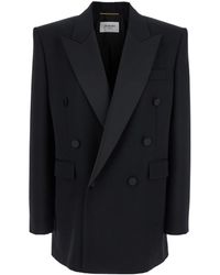 Saint Laurent - Double-Breasted Jacket With Peak Revers And Double Vent On The Rear - Lyst