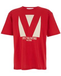 Valentino - 'Chez' Crewneck T-Shirt With Maxi Logo Print On The Front - Lyst