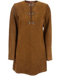 Gucci - Gg Suede Mini Dress - Lyst