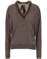 Fendi - Wool And Silk V-Neck Jumper Sweater - Lyst