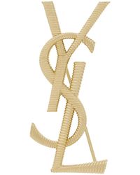 Saint Laurent - Metallic Cassandre Broche With Rear Closure - Lyst