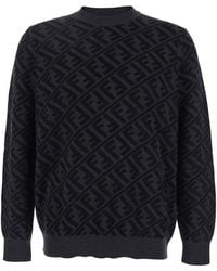 Fendi - Crewneck Sweater With All-Over Ff Motif - Lyst