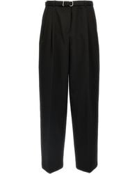 Jil Sander - Wide-Leg Wool Trousers With Satin Side Detail - Lyst