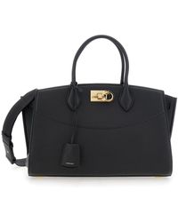 Ferragamo - Handbag With Adjustable And Removable Shoulder Strap And Gancini Turn-Lock Closure - Lyst