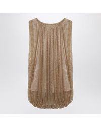 Sportmax - Camel Mesh Top With Crystals - Lyst