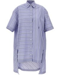 JW Anderson - Patchwork Cotton Shirt Dress With Asymmetric Hem - Lyst