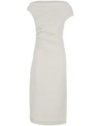 P.A.R.O.S.H. - P.A.R.O..H. Long Dress With Square Neckline And Draped Details - Lyst
