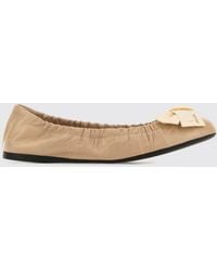 Prada - Ballet Flat Sand - Lyst