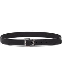 Saint Laurent - Leather Belt With Logo - Lyst