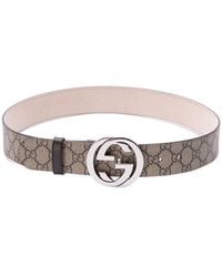 Gucci - 'Gg' Belt With 'Interlocking G' Buckle - Lyst