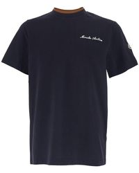 Moncler - T-Shirt With Embroidered Logo On The Front And Logo Patch On The Sleeve - Lyst