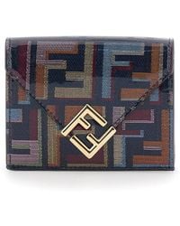 Fendi - Wallet With Logo Plate On The Front And All-Over Ff M - Lyst
